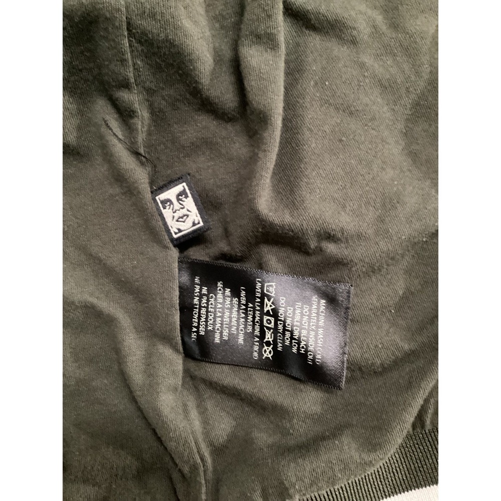 Obey Worldwide Olive Green Bomber Jacket Embroidered Cities Roses Womens Small - Picture 9 of 13